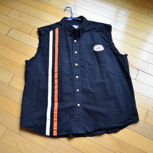 Harley-Davidson Men's Black Full Button Up Motorcycle Vest Size XXL Dirt Track